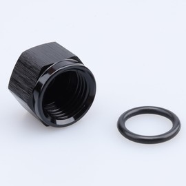 AC PERFORMANCE Aluminum Female -10AN Hex on End Cap Fitting With O ring Seal, AN10 Flare Cap with ORB In Stealth, Black