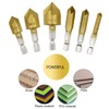 Hocansen 6-Piece Drill Bit with Countersink Hexagonal 5 Flutes Countersink