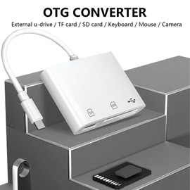 XdealCozyxc 3 In 1 USB C to SD Card Reader for Type C OTG Adapter USB C to Micro SD TF