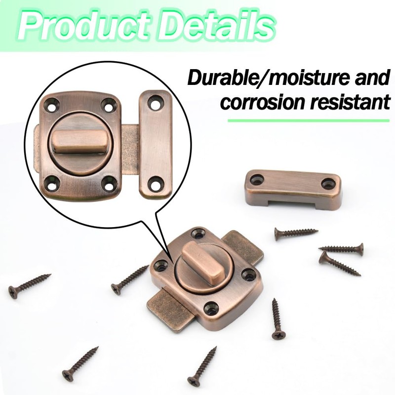 Yosawo Pack of 2 Door Bolt Latch Swivel Bolt Door