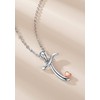 CELESTIA Letter T Pendant Initial Necklace in Sterling Silver Rose