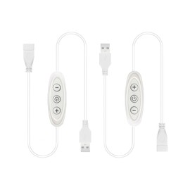 GXILEE USB Dimmer Switch,2 Pack Female to Male USB Inline Dimmer,10-Speed Dimming USB Light Dimmer for 5V Single Color Led Lights(White)