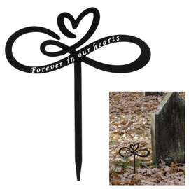 Waterproof Metal Cemetery Decorations for Grave, Black Gravesite Decorations Cemetery, Outdoor Yard and Garden Decor, 11.5 × 9.6 Inch