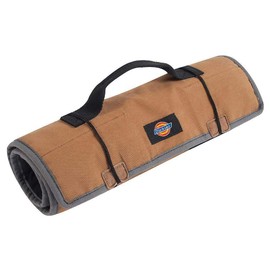 Dickies Small Wrench/Screwdriver Organizer Roll for Mechanics, 16 Tool Pockets, Durable Canvas Construction, 13.5 in. x 12.75 in. Unrolled, Grey/Tan