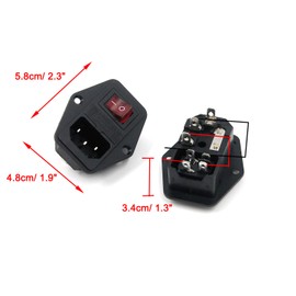 Antrader 2pcs Inlet Module Plug Male Power Socket with 5A Fuse Switch 10A 250V 3 Pin IEC320 C14 Connected Terminal Crimps and 10pcs Wires