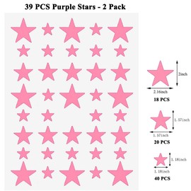 Stars Wall Decal,78 PCS Pink Stars Wall Sticker Easy to Peel and Stick for Room,Kids Room Decoration Ins hot