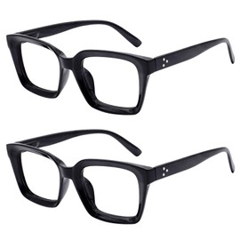 MARE AZZURO 2 Packs Lasdies Reading Glasses 350, Stylish Large Readers Women 1.0 1.5 2.0 2.5 3.0 3.5 (Black, 3.50)