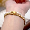 Gold Initial Bracelet for Women Trendy Gold Pearl Bracelet Stack