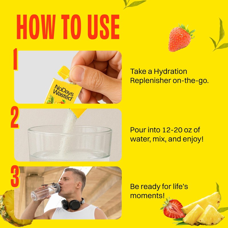 Hydration Replenisher Electrolyte Replacement Stick Packets| Essential Rapid Hydration &