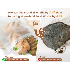 Piklohas Sourdough Bread Bags, 2 Sets Detachable Bread Storage for Homemade Sourdough, Reusable Linen Food Storage with Lining & Triple Lock for Fresh Keeping, BPA Free, Christmas Baking Gifts