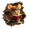 Mouse Reading Book Wall Murals Peel and Stick for Kids