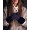 Rose Black Women's Elegant Suede Gloves with Fur - Finest