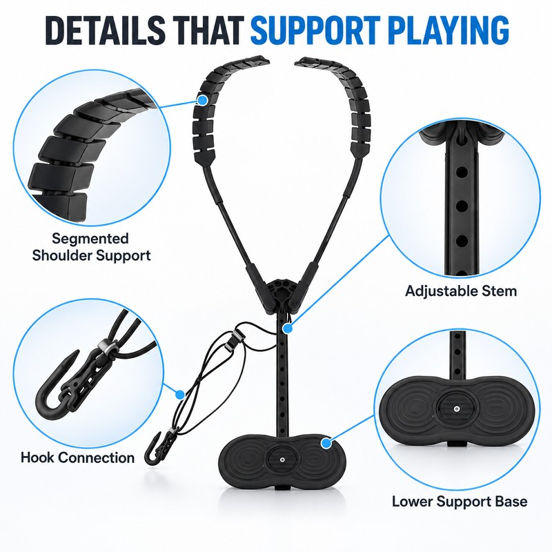 Saxophone Neck & Shoulder Strap for Instrument Support – Reusable