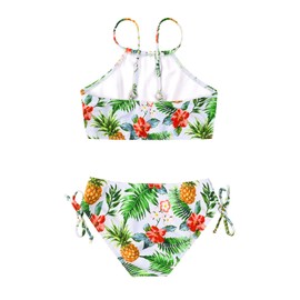 QPANCY Traje de baño de 2 Piezas para niñas con Correa Ajustable, Piña Tropical H29, 8-9 Años