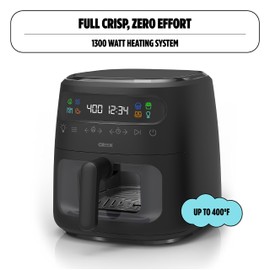 CRUX x Marshmello 8.0 QT Digital Air Fryer with TurboCrisp Technology, Touch Screen Temperature Control, Timer and Auto Shut-off, Fully Programmable, Silicone Liner Included, Black