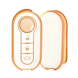 OFF WE GO Car Key Case for Fiat TPU Key Case Cover for 500 C/L/X Brava Bravo Doblo Ducato Fiorino Punto Panda Car Key Box Cover Women Men Key Shell White Gold