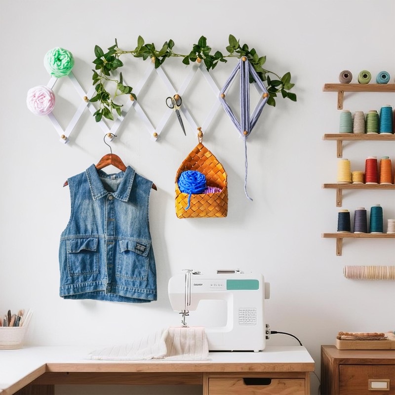 SKOLOO Accordion Wall Hanger with 16 Hooks, Modern Expandable Coat