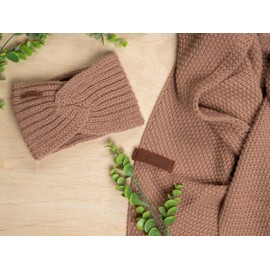 Knit Factory - Joy Headband - Knitted Women's Headband - Ear Warmers with Wool - High Quality - Nude