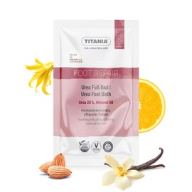 TITANIA® Urea Foot Bath Salt 40 g (Pack of 10), Softens Calluses & Nourishes Dry Feet, 25% Urea & Almond Oil, Vegan, No Microplastics, Dermatologically Tested, Made in Germany