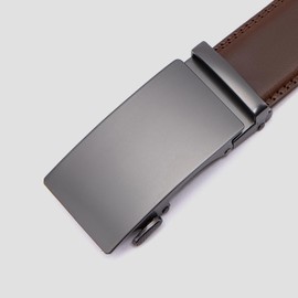 Acewin Men's Leather Belt, Adjustable Automatic Buckle Mens Belt, 1 3/8" Width (35mm)(04-Dark Brown, 110 CM)