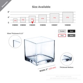 WGV Cube Glass Vase Bulk, Candle Holder, 5"x5"x5", Clear Elegant Floral Accent Container Planter Terrarium Storage for Wedding Party Ceremony Event Office Home Decor, 12 Pieces