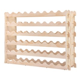 Sardoxx 6 Tier 54 Bottle Wine Rack Solid Wood Holder Floor Freestanding Wines Holder Decor Display Shelf Storage Kitchen, Pantry, Cellar,Natural Wood