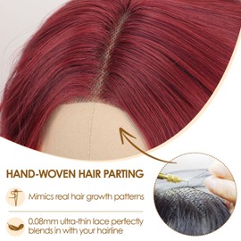 AISI HAIR Red Wig for Women Medium Length Wave Curly Glueless Synthetic Heat Resistant Hair Wigs for Daily Party Cosplay