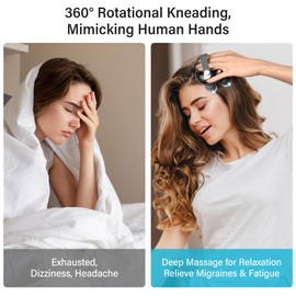 arboleaf Scalp Massager Electric Head Massage IPX7 Waterproof with 8 Removable Massage Heads and 3 Massage Modes, Handy Head Massager for Relaxation, Deep Cleaning (Silver)