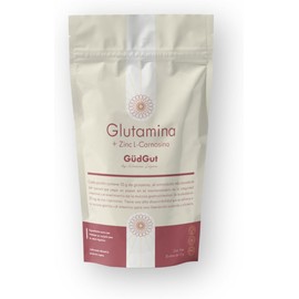 GUDGUT - Glutamina + Zinc carnosina - Favorece la Salud Digestiva y Acelera la Recuperación Muscular - Fórmula Vegana, Sin Gluten y Sin Azúcares Añadidos - Non-GMO - 30 Sobres