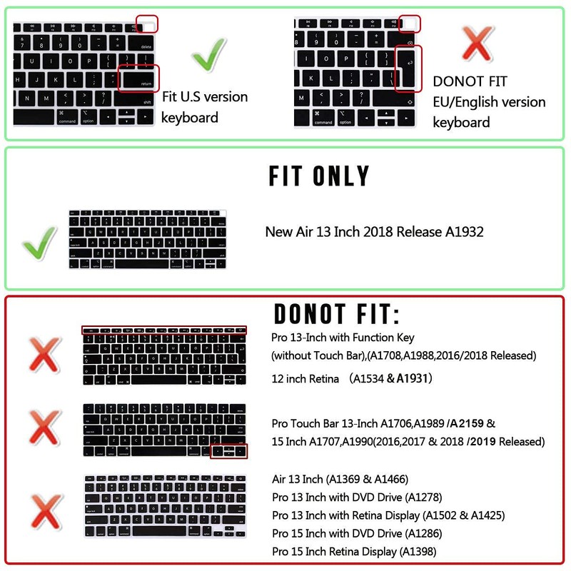 WYGCH Korean Language Silicone Keyboard Cover for MacBook Air 2018