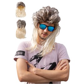 Festicy Men's Mullet Wig I 80s Accessories 50 cm Long Synthetic Hair Wig Perfect for Carnival and Fancy Dress 2025 I for Your New Kids Costume Men or 80s Outfit Men