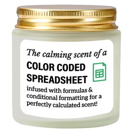 Vellsenne Accountant Gifts for Women Men Candle - Funny Spreadsheet Gifts for Accountants CPA Boss The Calming Scent of A Color Coded Spreadsheet Soy Candle 4oz