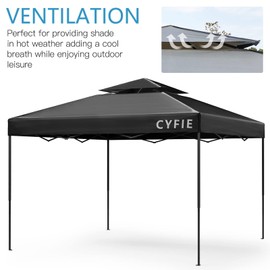 CYFIE 10’ x 10’ Pop Up Canopy Tent with Vent Roof, Easy up Instant Shade Tent with Sidewall for Outdoor Events, Beach, Camping, Vendor Events, Black
