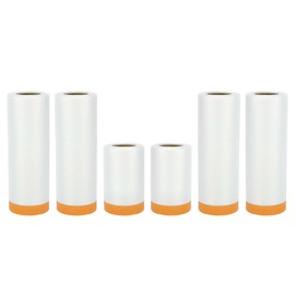 ACROPIX Masking Paper with Tape Pre-Taped Paper Film Kit 2000x55cm / 65.62ftx21.65" White Orange PE Film Paper