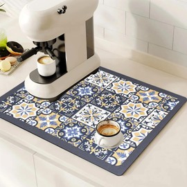 SOQKEEN Tappetino Assorbente Cucina 50x30 cm, Antiscivolo per Macchina da Caffè e Stoviglie, Protezione Piano Lavoro Antimacchia