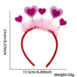 Harilla Valentine's Day Gifts Heart Headband Headband Headband Gorgeous Headwear Glitter Heart Hair Accessory for Cosplay Prom Pink