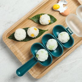 Zhhuoc 2Pcs Blue Rice Ball Maker, Shake and Mold Rice Balls, Sushi Plates and DIY Kit, Sushi Plates, Rice Ball Mold