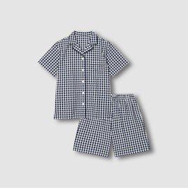 JAJU [JAJU/자주] 여 시어서커 5부 파자마 세트_라이트 네이비 [JAJU] Women's Seersucker 5-Piece Pajama Set - Light Navy