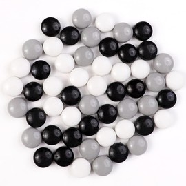 12mm Round Mosaic Tiles for Crafts, 200g Iridescent Recycled Glass Mosaic Pieces for Art Supplies, DIY Mosaic Making Kit for Hobbies & Art (Black,White & Grey 12mm)