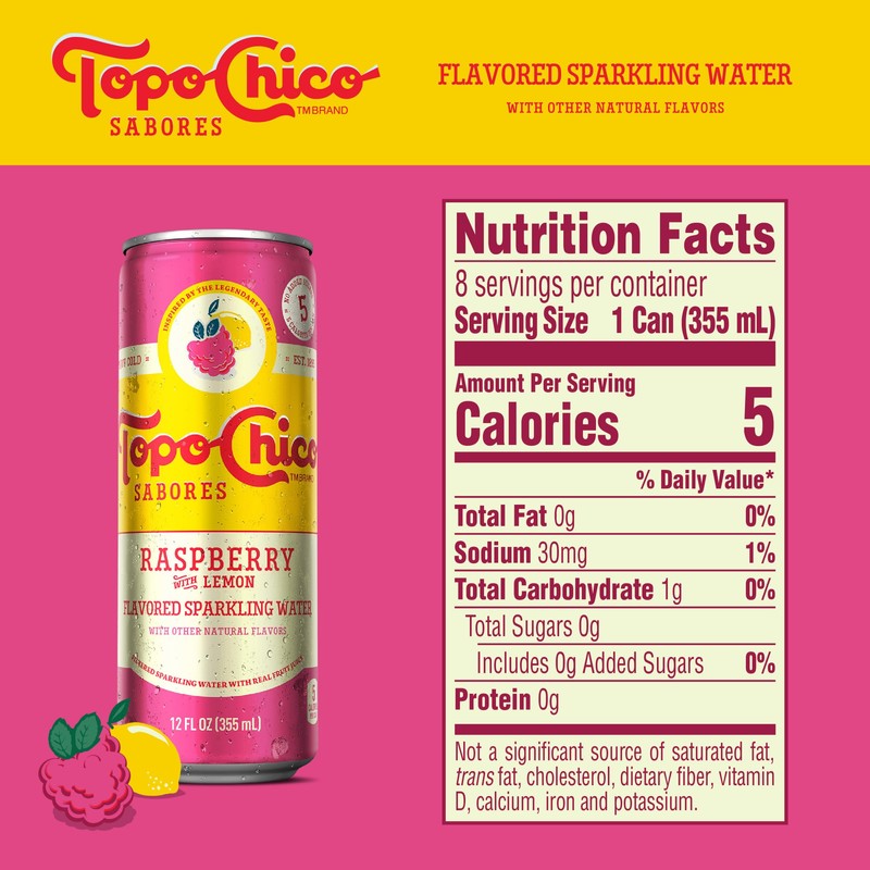Topo Chico Sabores Raspberry with Lemon 12oz 8pk