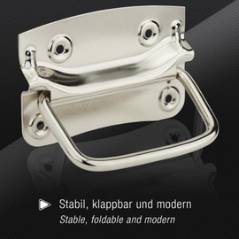 SOTECH 2 x Folding Handles (120 x 80 mm, Steel, Silver Nickel-Plated) Handle Foldable for Screwing on Including Mounting Screws