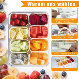 YLXQJIN Snack Box with Compartments, Snack Box with 8 Compartments and Lid, Snack Box with Handle, Portable and Versatile Snack Bowl Organiser, Children's Fruit Box, Snack Plate for Picnics and Family