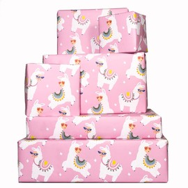 Central 23 - Llama Wrapping Paper - 6 Gift Wrap Sheets - Sassy Llamas - Pink - Birthday Wrap for Women Her Girls Teenagers