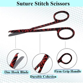 Hemostat and Scissors Surgical Nurse Scissors Medical Vet Tools - Set of 3 - Suture Removal Scissors, Lister Bandage Scissors, Hemostatic Forceps First Aid, EMS Training in Colorful Patterns