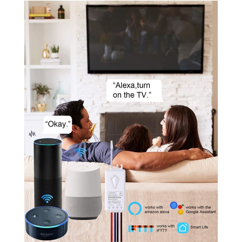 Smart Light Switch, Thinkbee 2.4Ghz WiFi Wireless Light Switch kit,