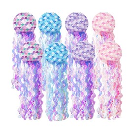 Jellyfish paper lantern combination set, ocean mermaid themed party, birthday party decoration (Colored ripple)