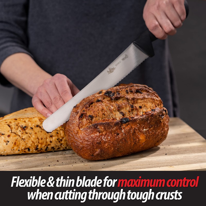 Slitzer Germany 10" Bread Knife, Black Handle