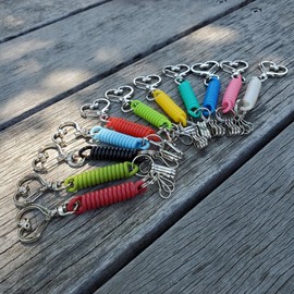 BeyonMind Pressing Goods with Heart-shaped Nascan Coil Strap for Figures, Includes 3 Hooks, Double Ring, Keychain, Bag Attachment, 16 Colors Available, blue (pale)