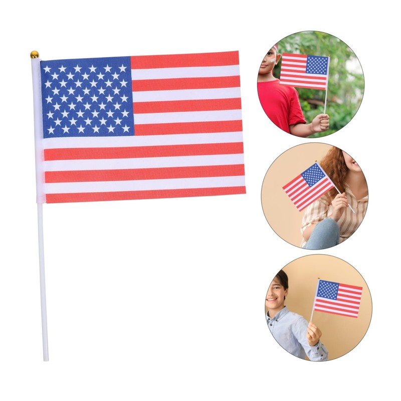 Levemolo Pack American Flags Hand Held Stick Flags Polyester USA