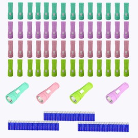 Darlur 60 Pack Plastic Small Mini LED Flashlight，60 AA Batteries are Included，Assorted Colors，for Camping, Hiking, Emergency，Teaching
